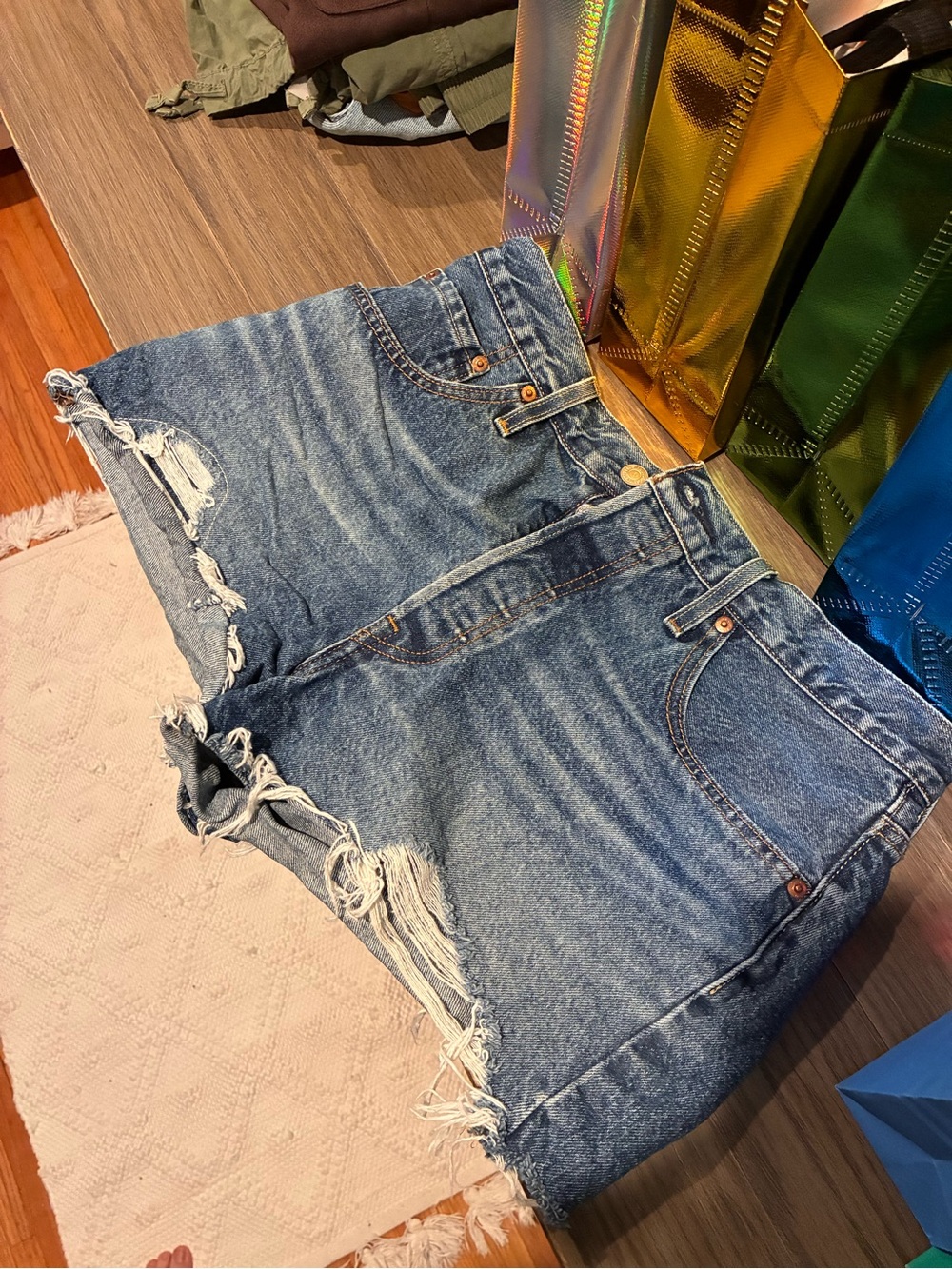Levi's 501 Distressed Denim Shorts - Blue